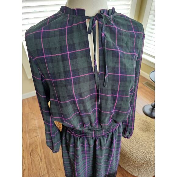 J. Crew Tartan Plaid Dress Ruffle Tie Collar Puff Sleeve Academia Preppy M NWT - Picture 3 of 14